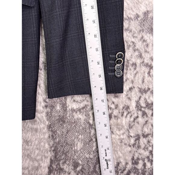 Hugo Boss Blazer 44R Mens Slim Fit Gray Italian Wool Plaid Sport Coat Jacket - Picture 7 of 11